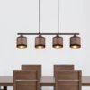 Balkenpendelleuchte DAVOS 4-flammig, Stoffschirme Taupe/Gold, Breite 75cm