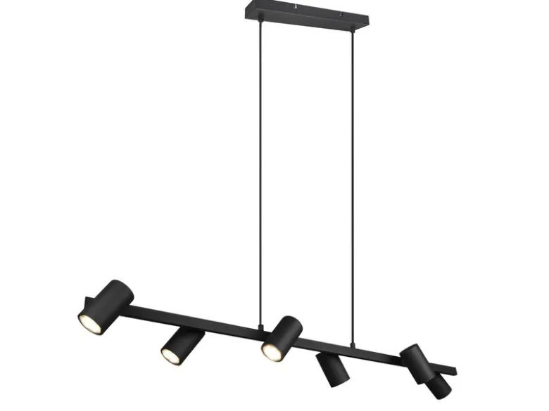 Balkenpendelleuchte MARLEY 6-flammig lang in Schwarz, Breite 115cm