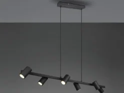 Balkenpendelleuchte MARLEY 6-flammig lang in Schwarz, Breite 115cm