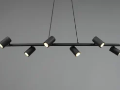 Balkenpendelleuchte MARLEY 6-flammig lang in Schwarz, Breite 115cm