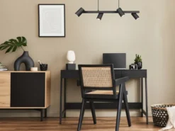 Balkenpendelleuchte MARLEY 4-flammig in Schwarz, Breite 80cm