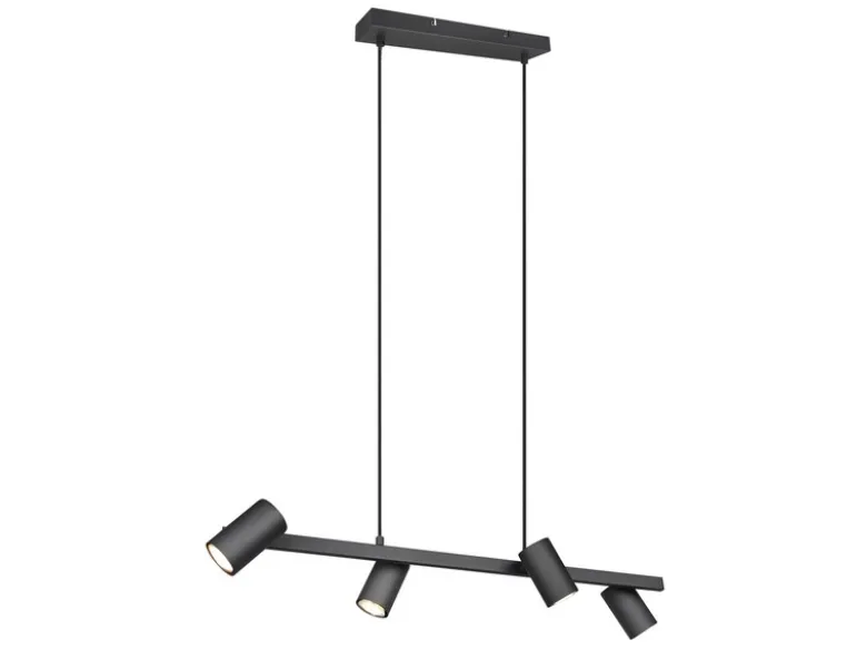 Balkenpendelleuchte MARLEY 4-flammig in Schwarz, Breite 80cm