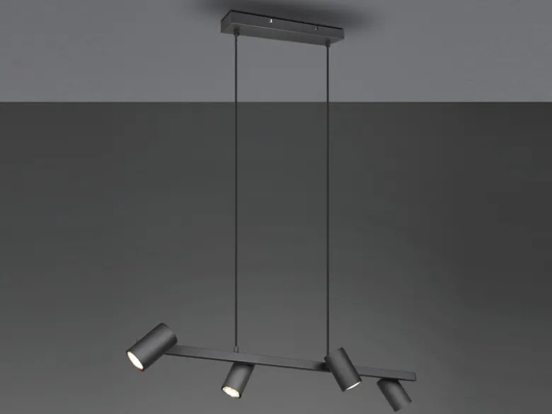 Balkenpendelleuchte MARLEY 4-flammig in Schwarz, Breite 80cm
