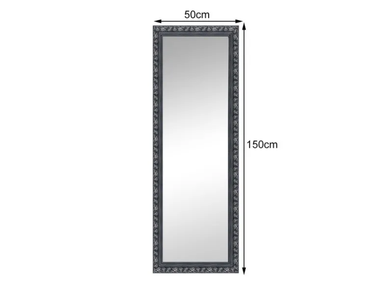 Barock Ganzkörperspiegel TANJA 50x150cm Holzrahmen Schwarz-Silber