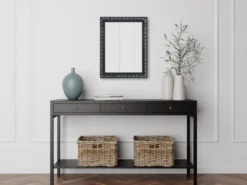 Barock Wandspiegel TANJA mit Holzrahmen Schwarz-Silber 55x70 cm