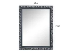 Barock Wandspiegel TANJA mit Holzrahmen Schwarz-Silber 55x70 cm