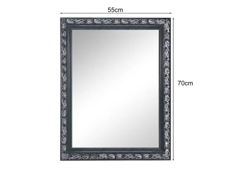 Barock Wandspiegel TANJA mit Holzrahmen Schwarz-Silber 55x70 cm