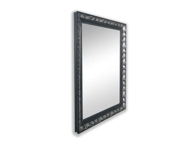 Barock Wandspiegel TANJA mit Holzrahmen Schwarz-Silber 55x70 cm