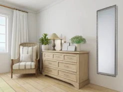 Barock Wandspiegel TANJA 50x150 Ganzkörperspiegel mit Holzrahmen Silber