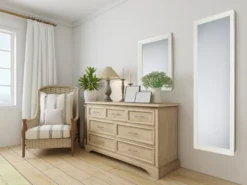 Barock Wandspiegel TANJA 50x150cm Ganzköperspiegel mit Holzrahmen Weiß