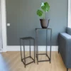 Beistelltisch 2er Set aus Metall Schwarz Blumentisch Höhe 60 und 80cm