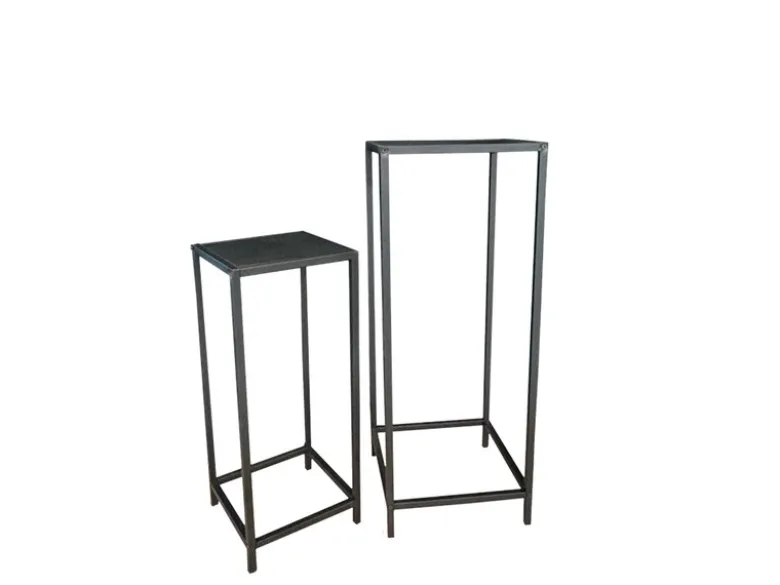 Beistelltisch 2er Set aus Metall Schwarz Blumentisch Höhe 60 und 80cm