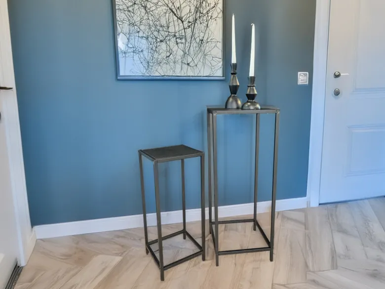 Beistelltisch 2er Set aus Metall Schwarz Blumentisch Höhe 60 und 80cm