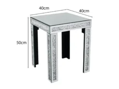Beistelltisch GLITTY mit Spiegelglas und Glitzereffekt, Höhe 50cm