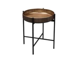Beistelltisch JANINE rund Metall in Gold - Schwarz Höhe 50cm Ø 42cm