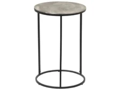 Beistelltisch PATTY rund Metall in Schwarz Silber, Höhe 61cm