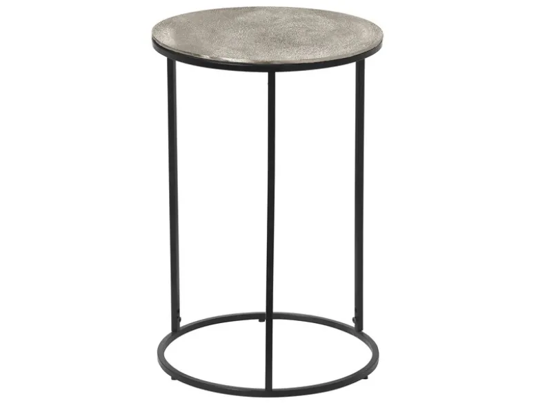 Beistelltisch PATTY rund Metall in Schwarz Silber, Höhe 61cm