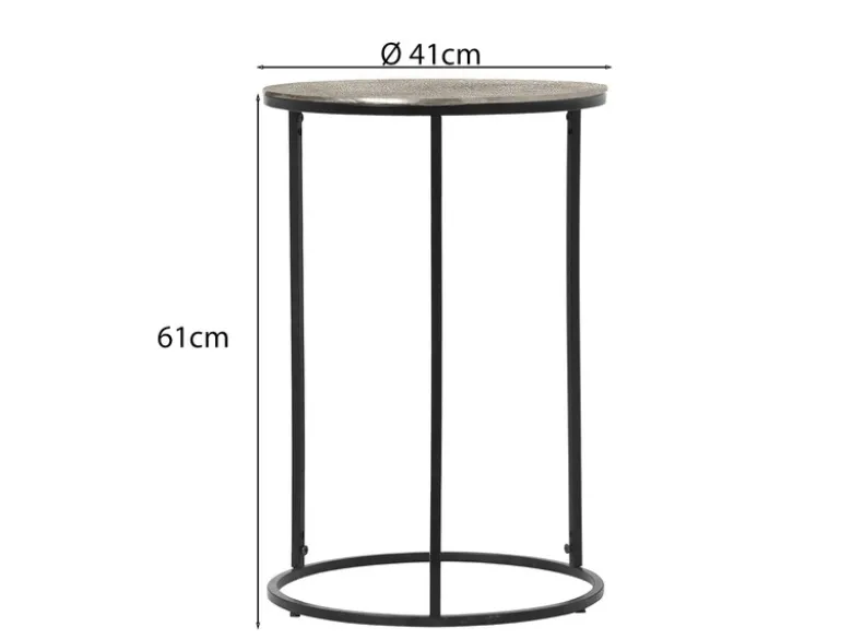 Beistelltisch PATTY rund Metall in Schwarz Silber, Höhe 61cm