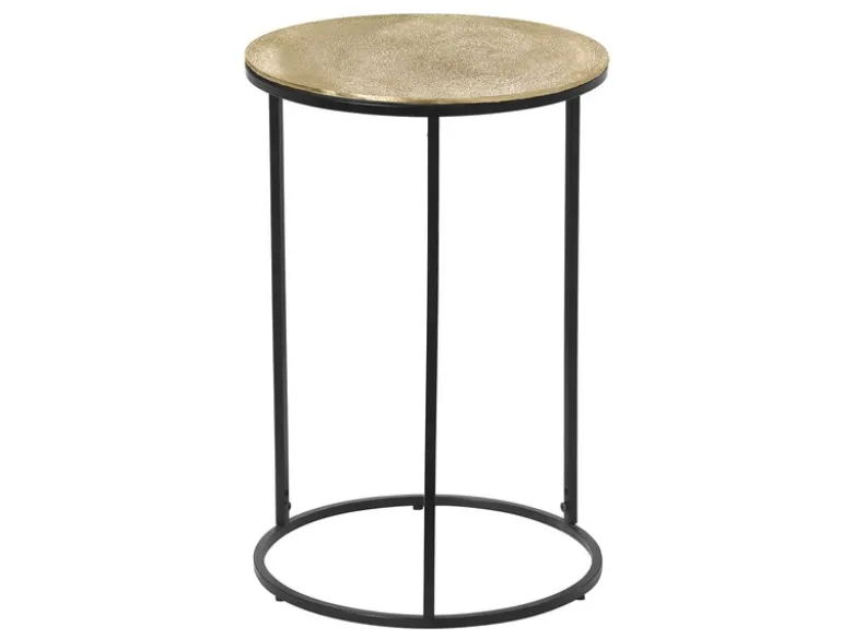 Beistelltisch PATTY rund Metall in Schwarz Gold, Höhe 61cm