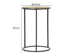 Beistelltisch PATTY rund Metall in Schwarz Gold, Höhe 61cm