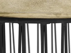 Beistelltisch RINA Korbtisch Metall Schwarz und Tischplatte Gold, Höhe 46cm
