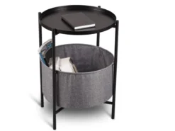Beistelltisch SUANA aus Metall mit Stoff Korb Höhe 61cm