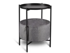 Beistelltisch SUANA aus Metall mit Stoff Korb Höhe 61cm