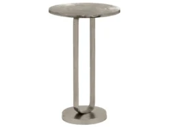 Beistelltisch TAMARA rund aus Metall in Silber, Höhe 61cm