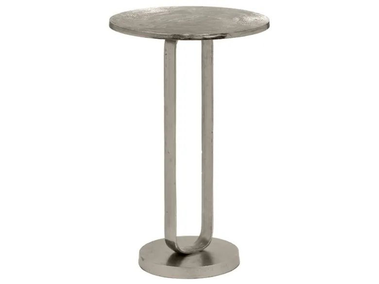 Beistelltisch TAMARA rund aus Metall in Silber, Höhe 61cm