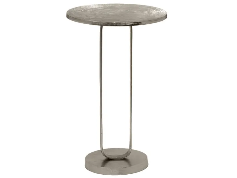 Beistelltisch TAMARA rund aus Metall in Silber, Höhe 61cm
