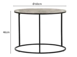 Beistelltische 2er Set rund Metall in Schwarz Silber, Höhe 46 und 61cm