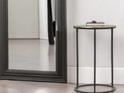 Beistelltische 2er Set rund Metall in Schwarz Silber, Höhe 46 und 61cm