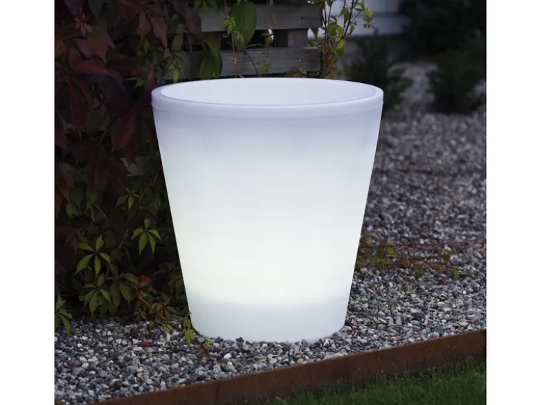 Beleuchteter Pflanzkübel 2er Set Outdoor LED Blumentopf Ø 37cm Terrassenleuchten