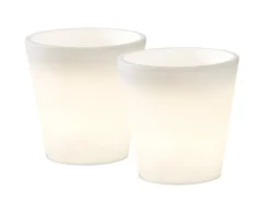 Beleuchteter Pflanzkübel 2er Set Outdoor LED Blumentopf Ø 37cm Terrassenleuchten