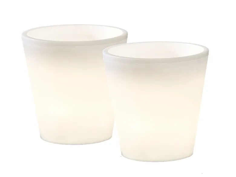 Beleuchteter Pflanzkübel 2er Set Outdoor LED Blumentopf Ø 37cm Terrassenleuchten