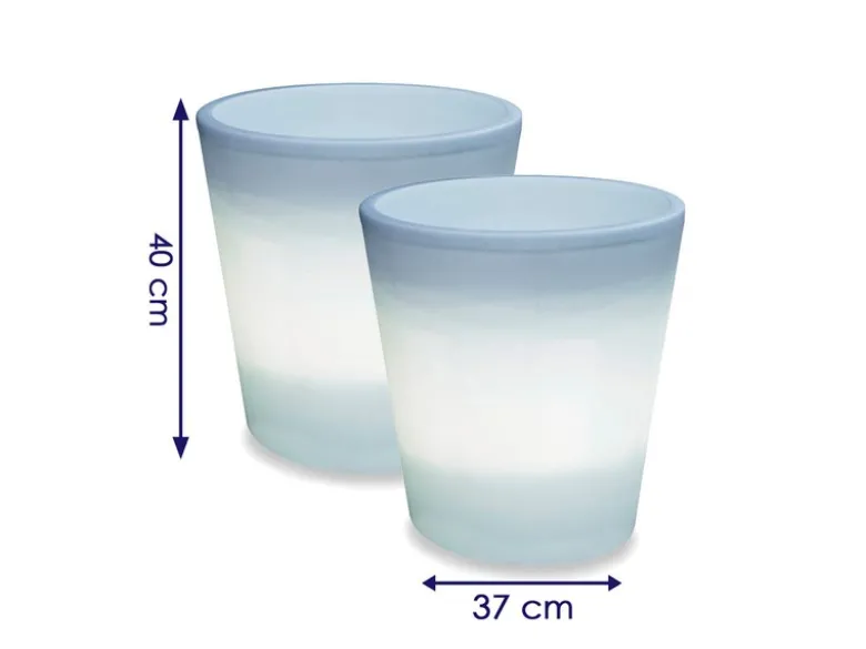 Beleuchteter Pflanzkübel 2er Set Outdoor LED Blumentopf Ø 37cm Terrassenleuchten