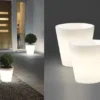 Beleuchteter Pflanzkübel Outdoor 2er Set LED Blumentopf Ø 28cm Terrassenleuchten
