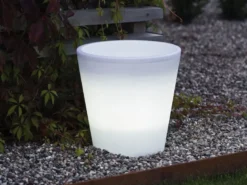 Beleuchteter Pflanzkübel Outdoor 2er Set LED Blumentopf Ø 28cm Terrassenleuchten