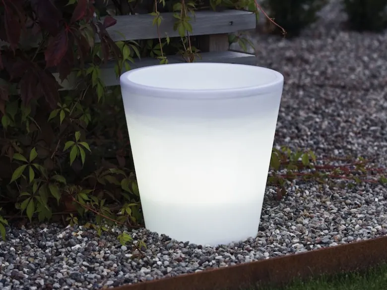Beleuchteter Pflanzkübel Outdoor 2er Set LED Blumentopf Ø 28cm Terrassenleuchten