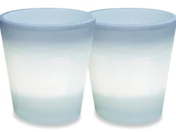 Beleuchteter Pflanzkübel Outdoor 2er Set LED Blumentopf Ø 28cm Terrassenleuchten