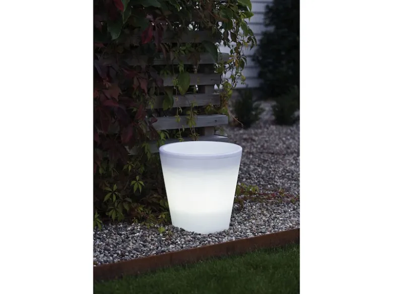Beleuchteter Pflanzkübel Outdoor 2er Set LED Blumentopf Ø 28cm Terrassenleuchten
