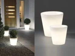 Beleuchteter Pflanzkübel Set Outdoor LED Blumentopf Ø 28cm & 37cm Terrassenlampe