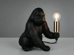Besondere LED Tischleuchte Affenlampe Gorilla Schwarz, Höhe 23cm