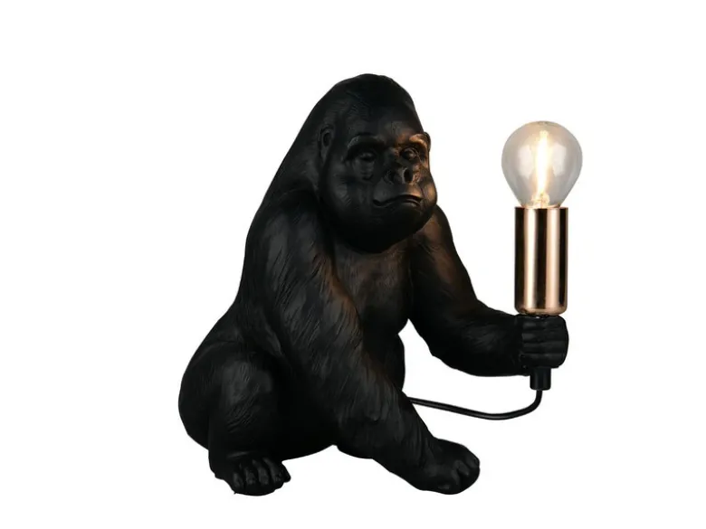 Besondere LED Tischleuchte Affenlampe Gorilla Schwarz, Höhe 23cm