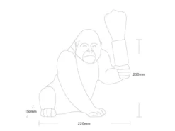 Besondere LED Tischleuchte Affenlampe Gorilla Schwarz, Höhe 23cm