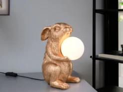 Besondere LED Tischleuchte Hasenlampe Gold, Höhe 28cm