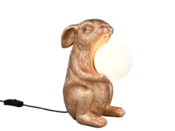 Besondere LED Tischleuchte Hasenlampe Gold, Höhe 28cm