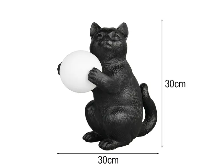 Besondere LED Tischleuchte Katzenlampe Schwarz, Höhe 30cm
