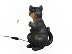 Besondere LED Tischleuchte Katzenlampe Schwarz, Höhe 30cm