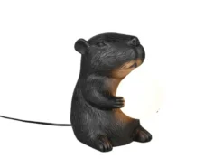 Besondere LED Tischleuchte kleine Capybara Lampe Schwarz, Höhe 25cm